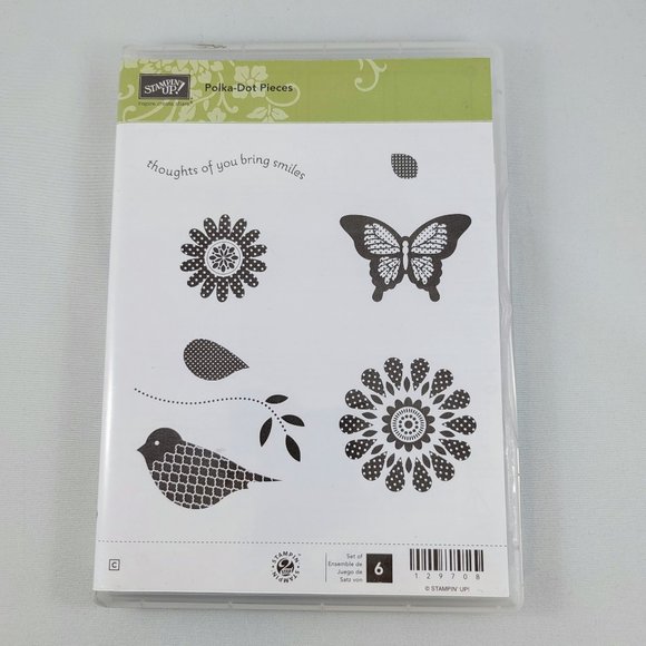 Polka Dot Pieces Rubber Cling Stamps Stampin’ Up Bird Butterfly Flower Crafts - Picture 3 of 7